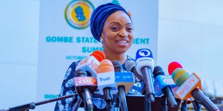 Nigeria Trade Minister Jumoke Oduwole presenting export revenue figures