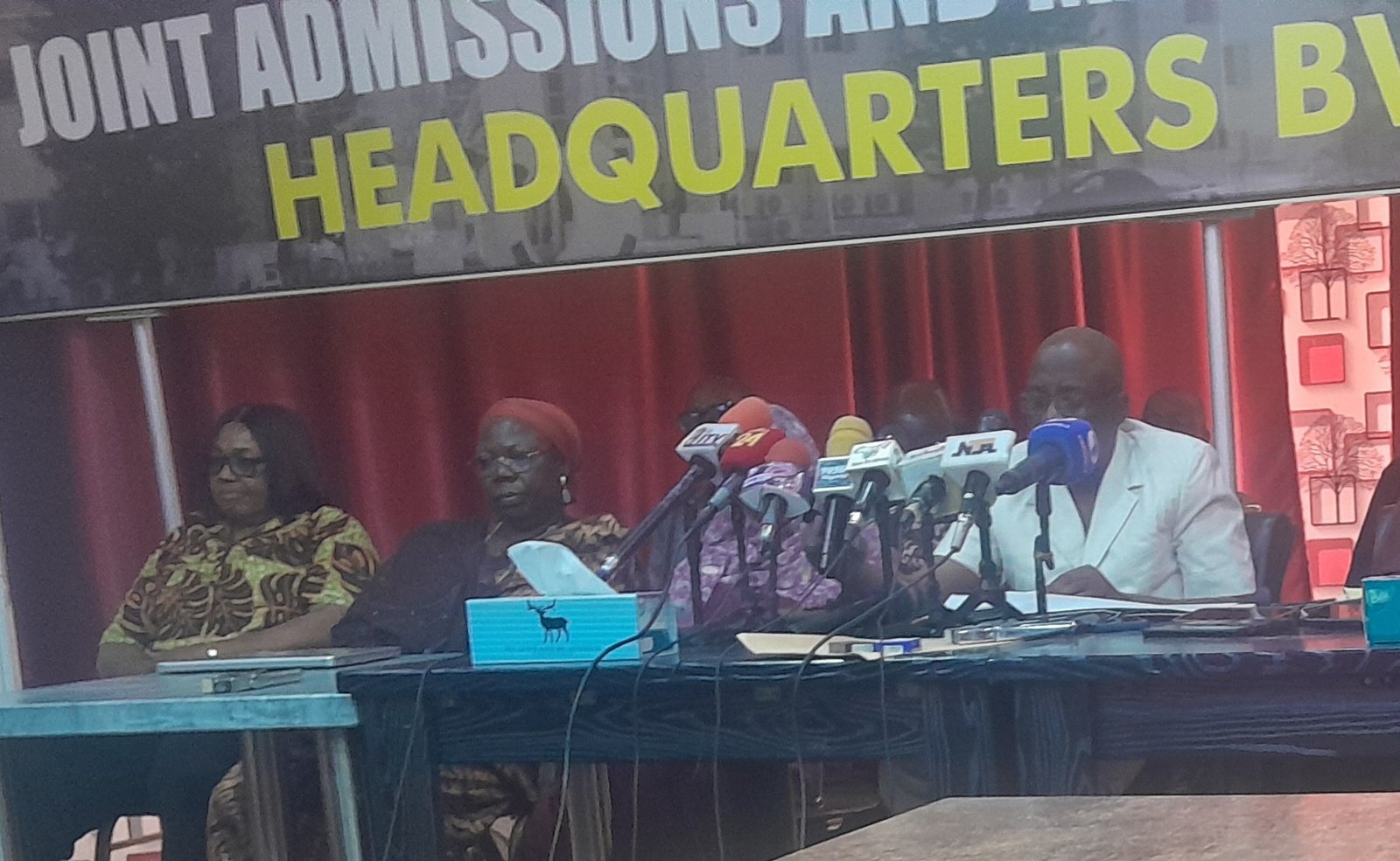 JAMB officials briefing journalists on UTME examination fraud in Abuja