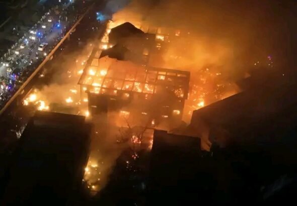 Firefighters battle blaze at Singer Market in Kano