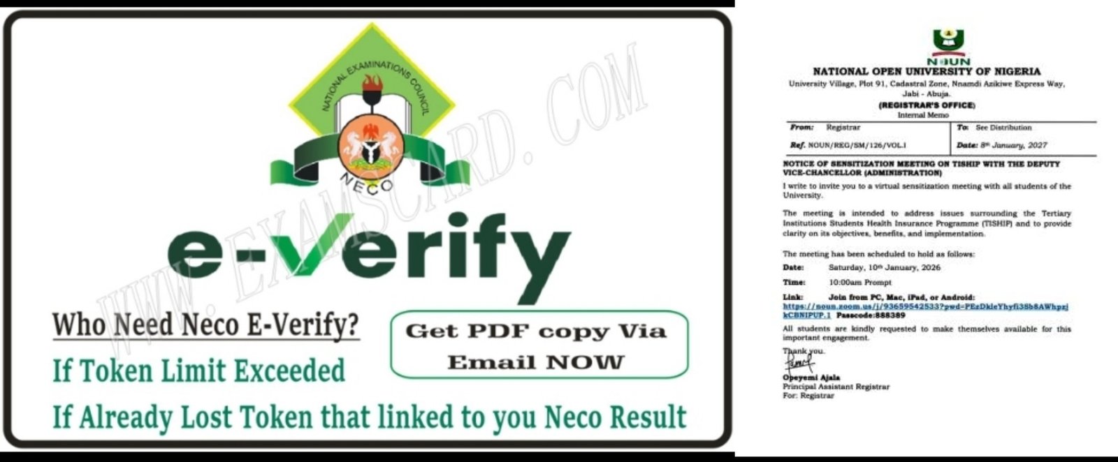 NECO and NOUN officials discuss e-Verify integration and CBT expansion in Abuja