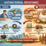 Poultry birds in a Nigerian farm illustrating antibiotic use in livestock and its link to antimicrobial resistance.