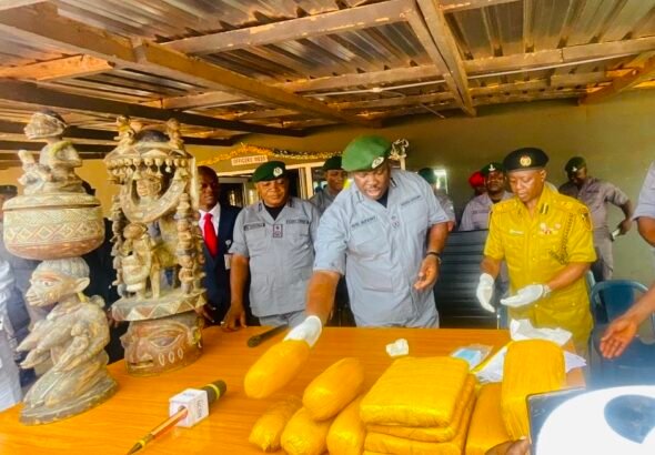 Seized contraband displayed by Nigeria Customs in Ogun