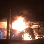 Fire outbreak after gas tanker explosion on Lekki-Epe Expressway