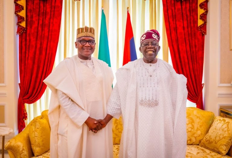 Chairman of Dangote Group, Aliko Dangote and President Bola Tinubu
