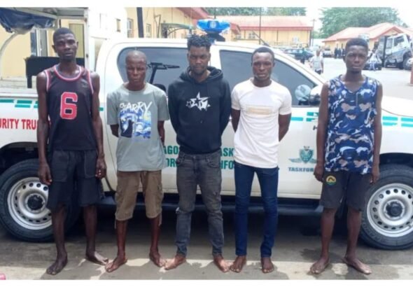Lagos taskforce officials during arrest operation on highway
