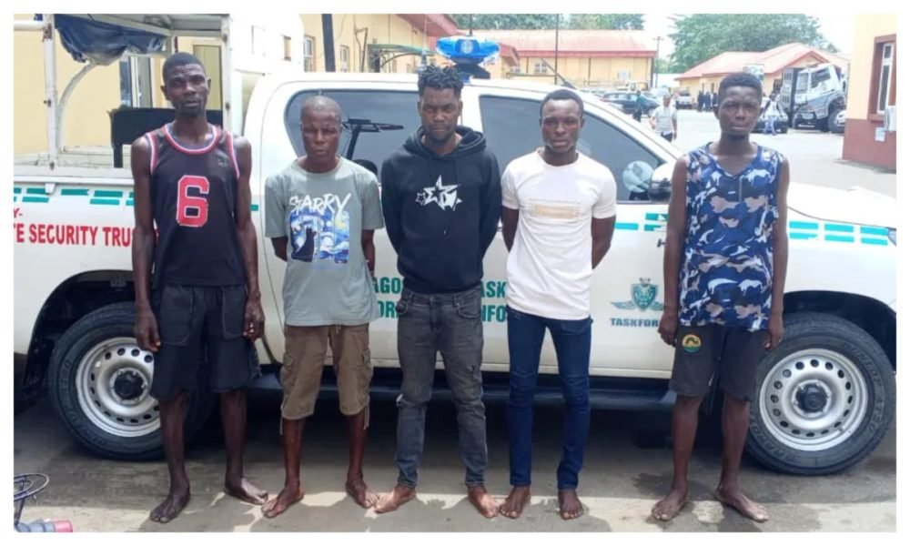 Lagos taskforce officials during arrest operation on highway