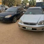 Recovered stolen vehicles at police station yard
