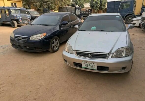Recovered stolen vehicles at police station yard