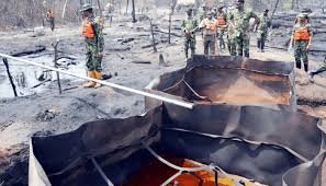 Destroyed illegal oil refining site in Niger Delta