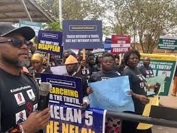 Families protest in Abuja over five engineers kidnapped in Ebonyi State.