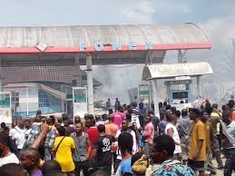 Fire damage after gas station explosion in Calabar