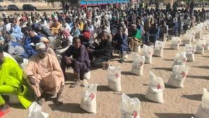 Kano government distributes Dangote Foundation rice donation to vulnerable residents.