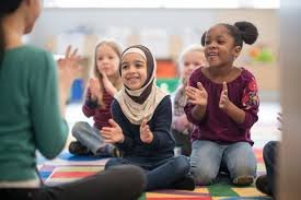 Muslim school children attending classes during Ramadan after early morning fasting meal
