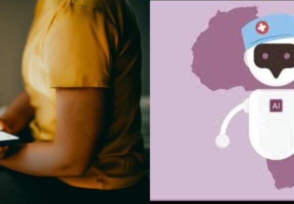 Young Nigerian using smartphone at night for emotional support