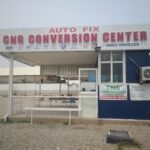Vehicles lined up at a CNG conversion centre in Kubwa Abuja as drivers switch from petrol to compressed natural gas