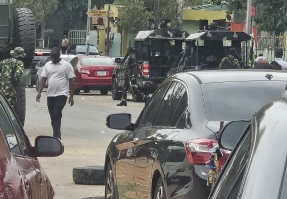 Security forces stationed outside INEC headquarters in Abuja