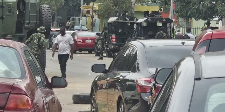Security forces stationed outside INEC headquarters in Abuja