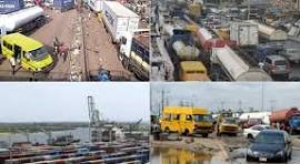 Gridlock at Apapa Port Lagos showing heavy truck congestion”