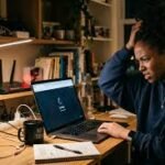 Nigerian student struggling with slow internet connection at night