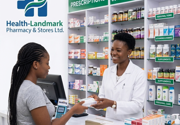 Office worker in Abuja taking painkillers during work hours