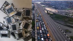 Recovered road studs removed from Third Mainland Bridge