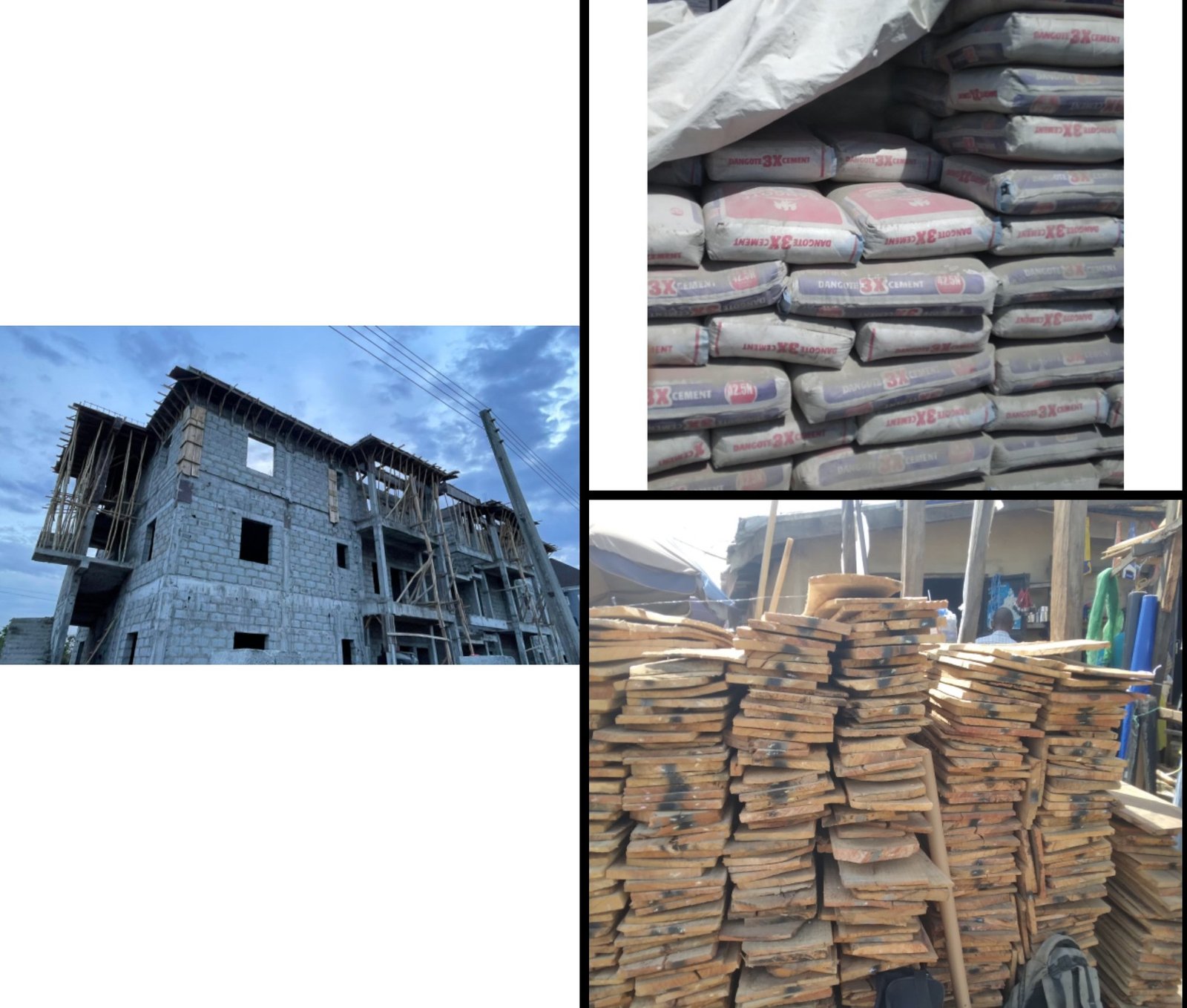 Cement and construction materials displayed in Abuja market amid rising costs