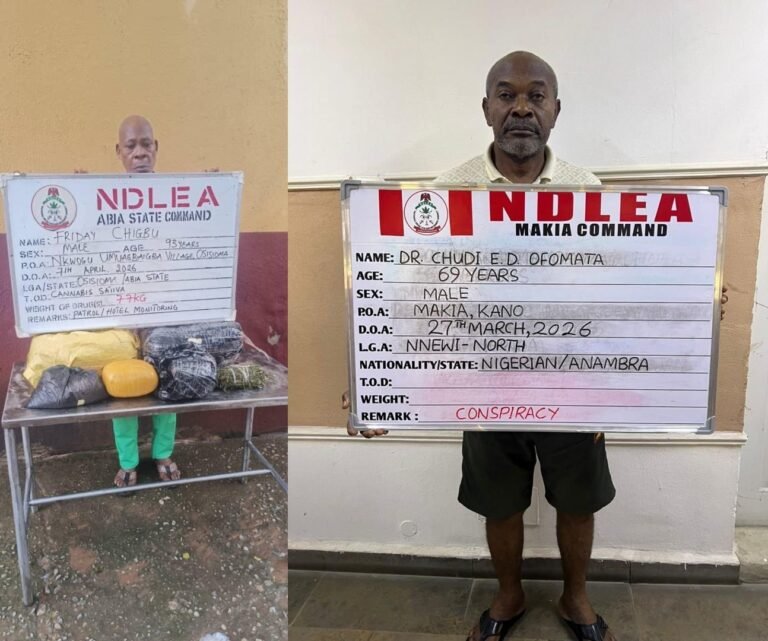 NDLEA officers displaying seized drugs after nationwide operation