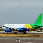 FLYGABON aircraft at Lagos airport during the launch of new regional flight operations.