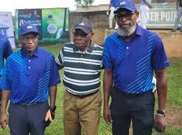 Former President Olusegun Obasanjo speaking at a golf tournament in Abeokuta
