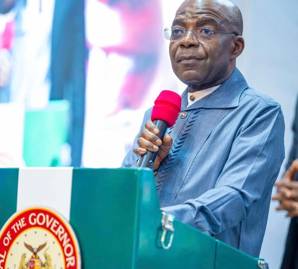 Governor Alex Otti speaking on infrastructure and healthcare reforms in Abia