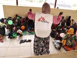 MSF health workers treat malnourished children at a medical facility in northern Nigeria.