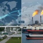 Gas infrastructure representing the dispute over EU methane rules and energy supplies.