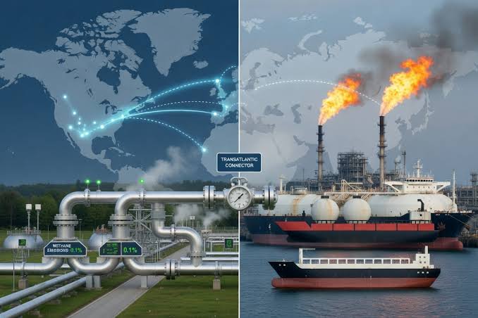 Gas infrastructure representing the dispute over EU methane rules and energy supplies.
