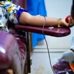 Voluntary blood donors participating in a blood donation exercise in Nigeria