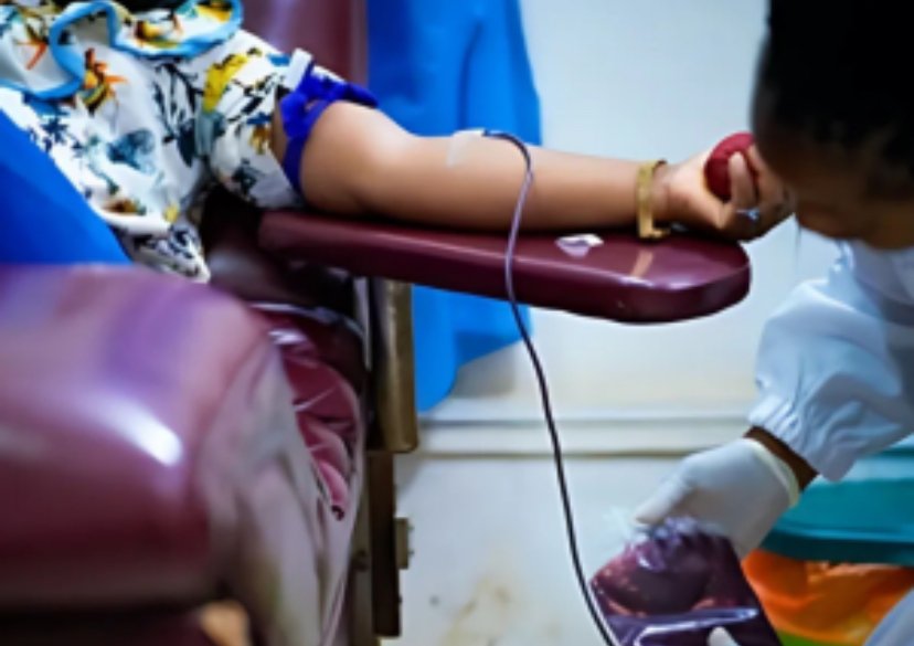 Voluntary blood donors participating in a blood donation exercise in Nigeria