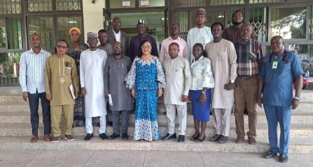 NCCE Executive Secretary Angela Ajala addressing education journalists in Abuja.