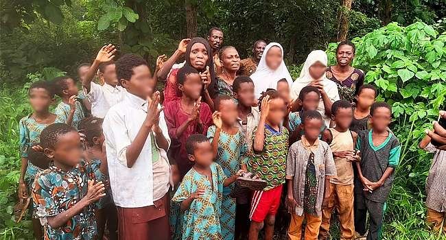 Rescued pupils and teachers from the Oyo school abduction after regaining their freedom.