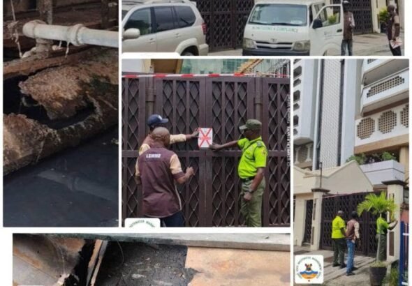 Lagos officials seal a property in Ikoyi over illegal sewage discharge.