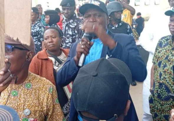 FCT NUT Chairman, Comrade Abdullahi Mohammed Shafas leading the protest