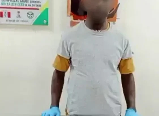 NDLEA officers at Lagos airport after intercepting a suspected drug courier.
