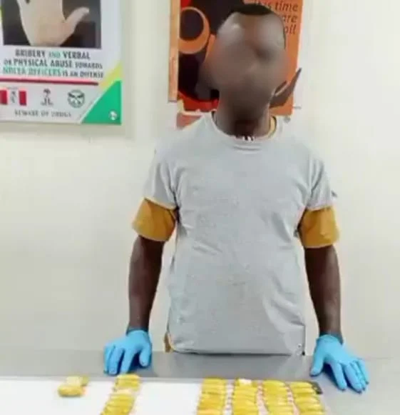 NDLEA officers at Lagos airport after intercepting a suspected drug courier.