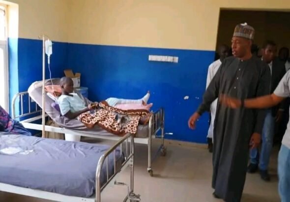 Governor Babagana Zulum during an inspection visit to the National Orthopaedic Hospital Azare.