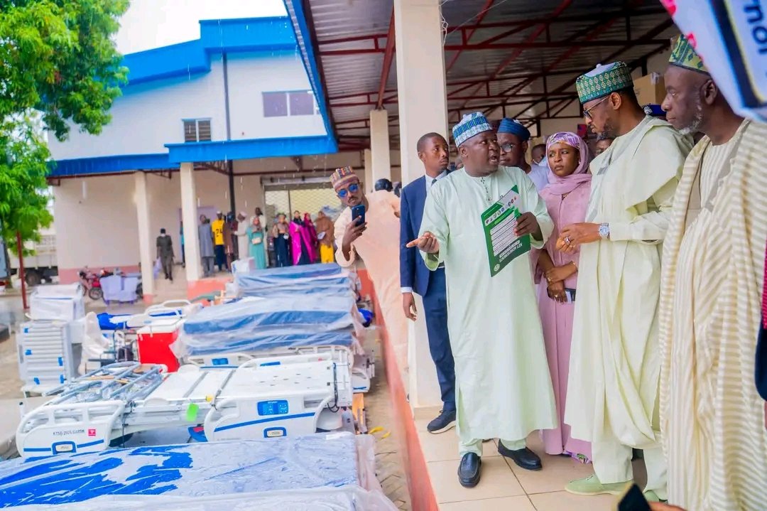 Governor Dikko Umaru Radda launching Project CURE medical supplies in Katsina.