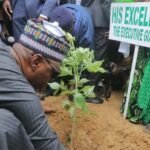Governor Babagana Zulum launching the Borno tree planting campaign in Maiduguri.