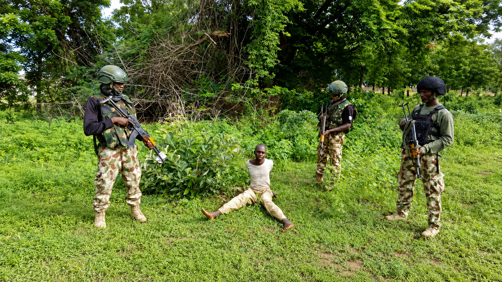 Troops of Operation Hadin Kai during a counter-terrorism operation in Borno State.