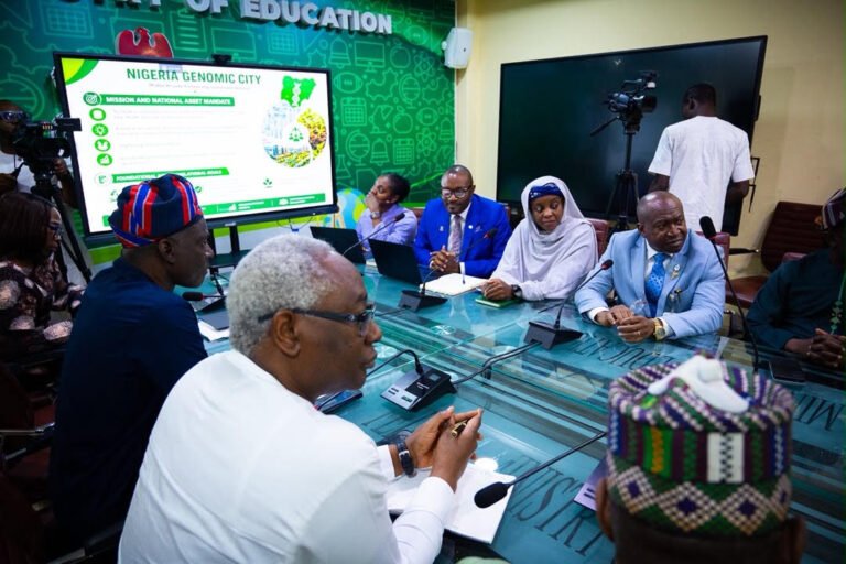Education Minister Dr Maruf Tunji Alausa speaks during the Nigeria Genomic City stakeholders' meeting in Abuja.