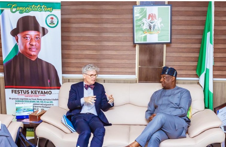 Minister of Aviation Festus Keyamo meets Belgian Ambassador Pieter Leenknegt in Abuja to discuss the Belgium Air Services Agreement and direct flights.