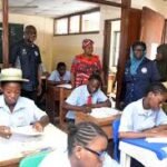 Pupils preparing for the Lagos State placement test examination.