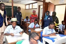 Pupils preparing for the Lagos State placement test examination.