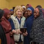 UNICEF Executive Director Catherine Russell meets children during her visit to Nigeria.